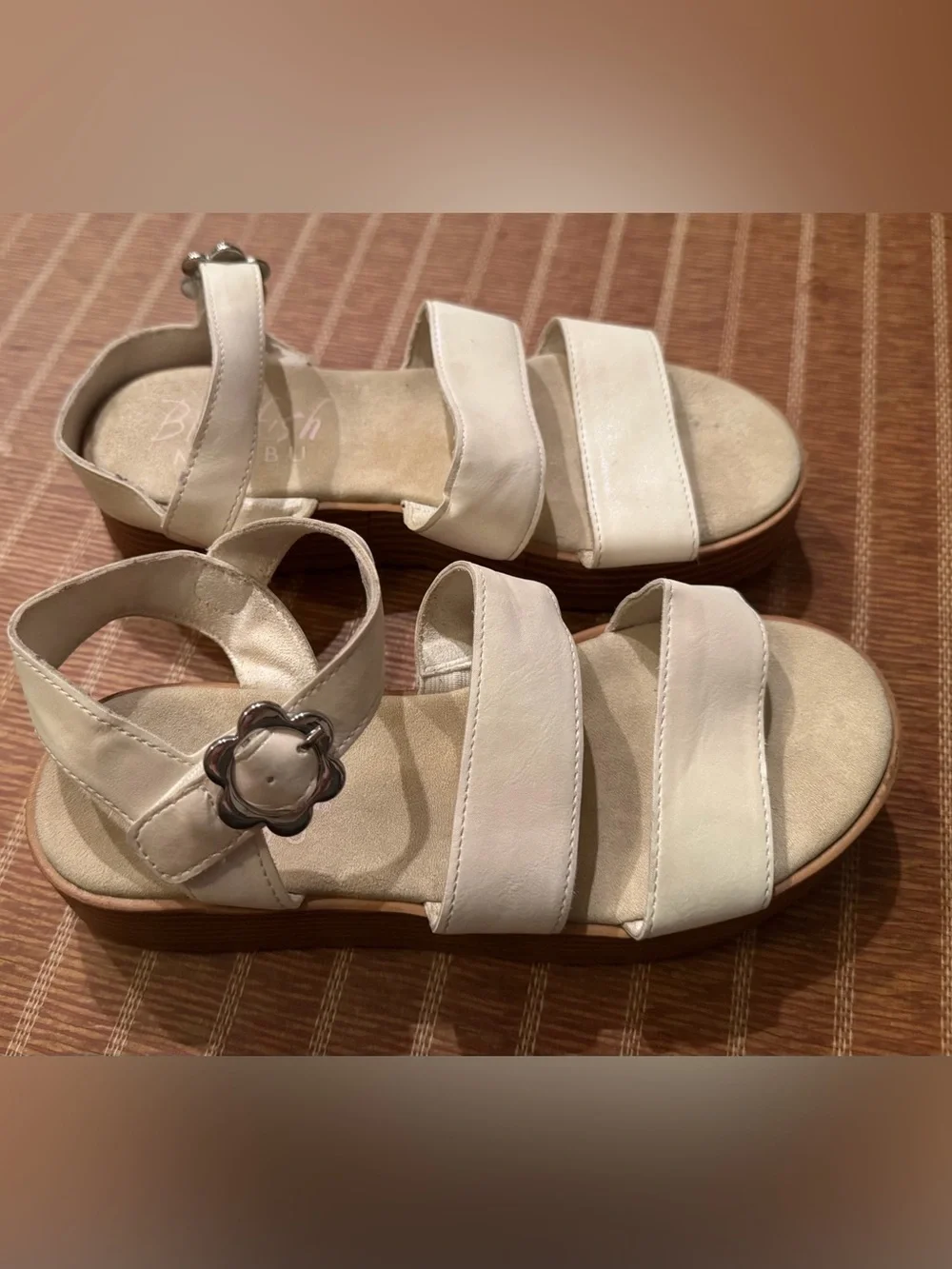 Blowfish White Cream Holographic Triple-Strap Sandals